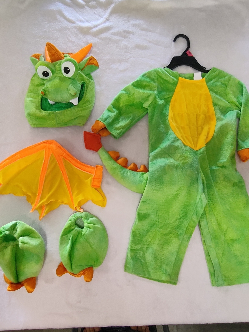 Kids Green Dragon Costume with Yellow Belly - Plush Play Outfit